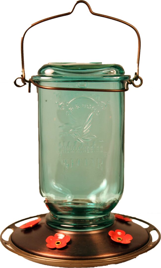 MASON JAR GLASS HUMMINGBIRD FEEDER