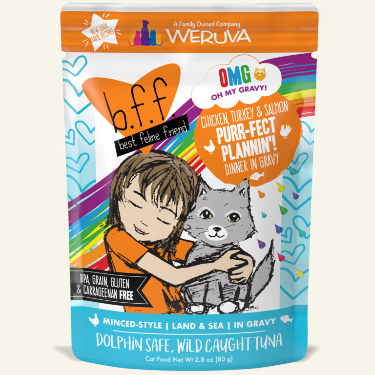 BFF CAT OMG CHICKEN TURKEY & SALMON 2.8OZ POUCH PURR-FECT PLANNIN!