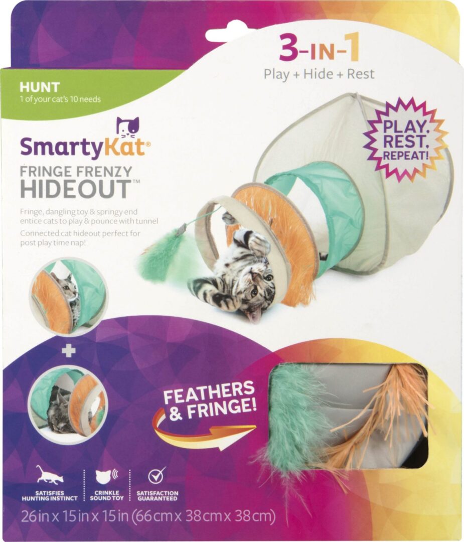 SMARTYKAT FRINGE FRENZY CAT HIDEOUT WITH TUNNEL
