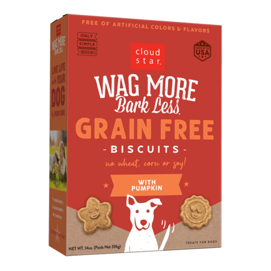 CLOUD STAR DOG WAG MORE BARK LESS GRAIN FREE CRUNCHY TREATS PUMPKIN 14OZ