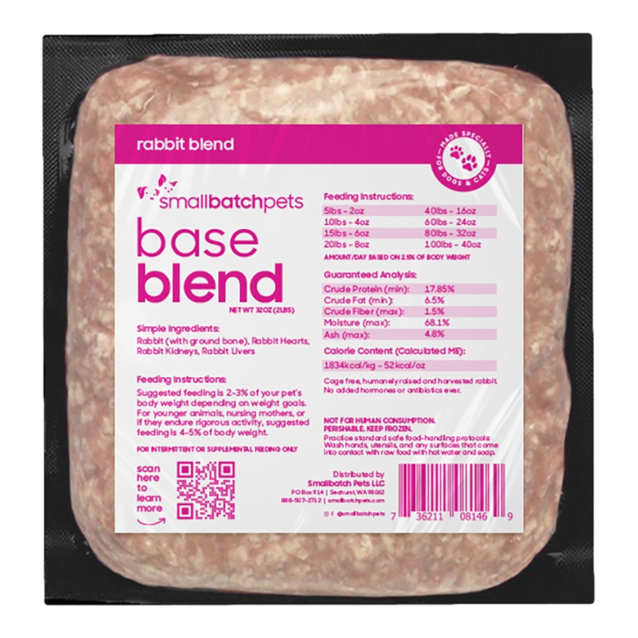 SMALL BATCH DOG CAT FROZEN RABBIT BASE BLEND 2LBS