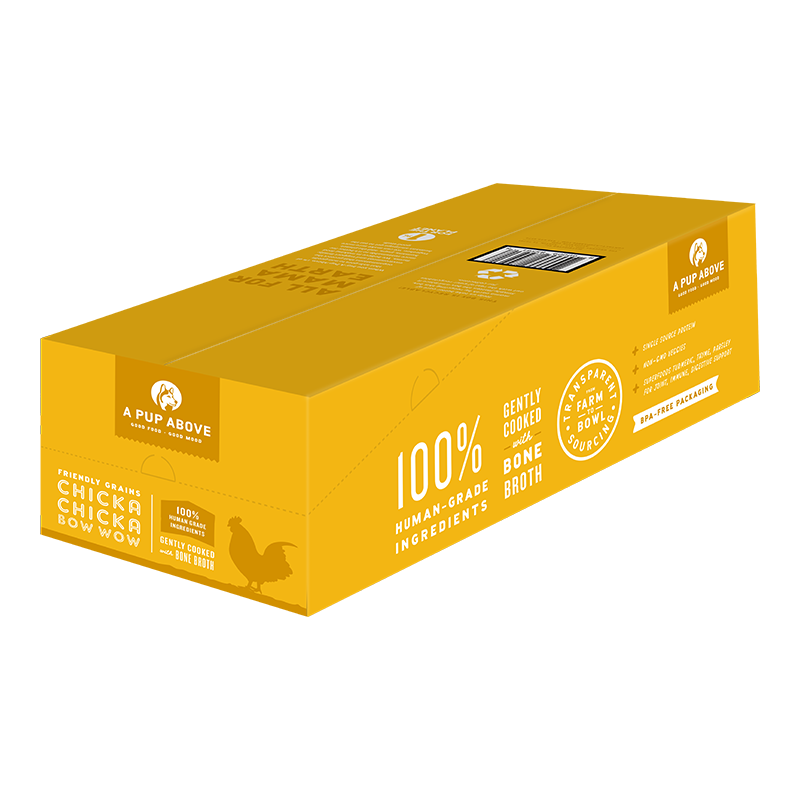 A PUP ABOVE DOG FROZEN FRIENDLY GRAINS CHICKA BOW WOW 12 INDIVIDUALLY WRAPPED 1LB PATTIES BULK BOX