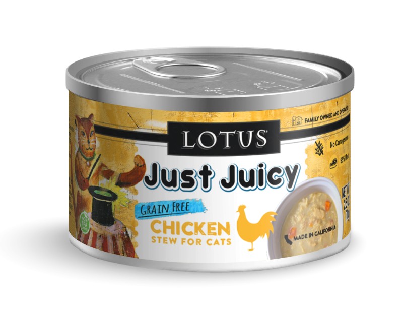 LOTUS CAT JUST JUICY CHICKEN STEW 2.5OZ CASE OF 24 CANS
