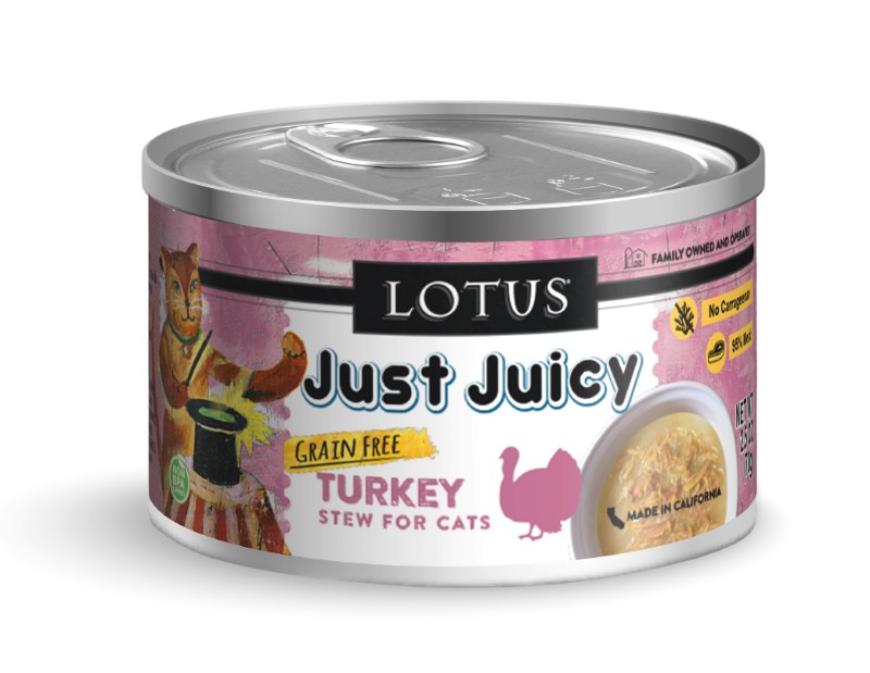 LOTUS CAT JUST JUICY TURKEY STEW 2.5OZ CASE OF 24 CANS