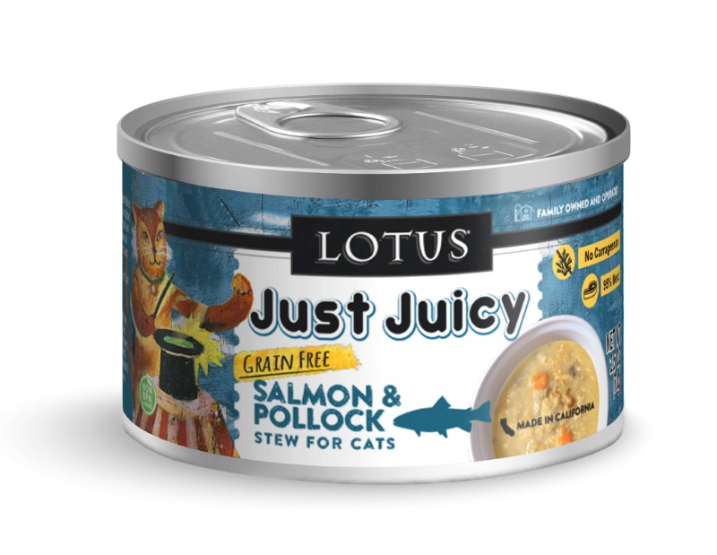 LOTUS CAT JUST JUICY SALMON POLLOCK 2.5OZ CASE OF 24 CANS