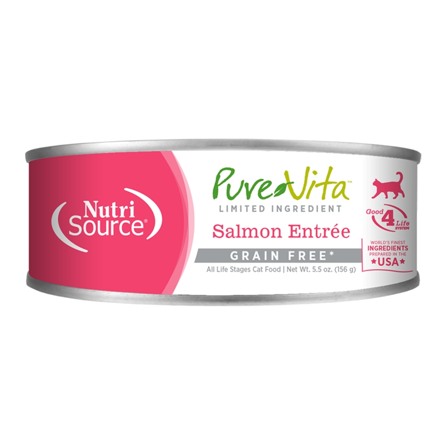 PURE VITA CAT GRAIN FREE 90% SALMON 5OZ CASE OF 12 CANS