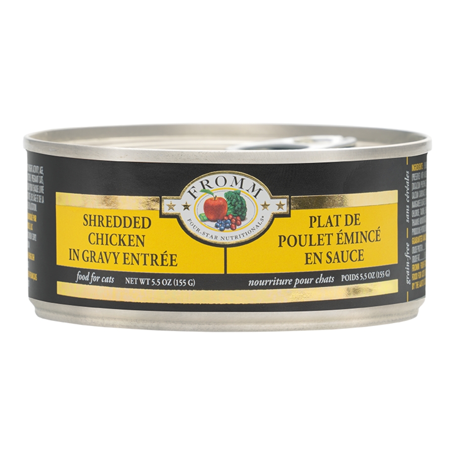 FROMM CAT 4STAR GRAIN FREE SHREDDED CHICKEN IN GRAVY 5.5OZ CAN CASE OF 12