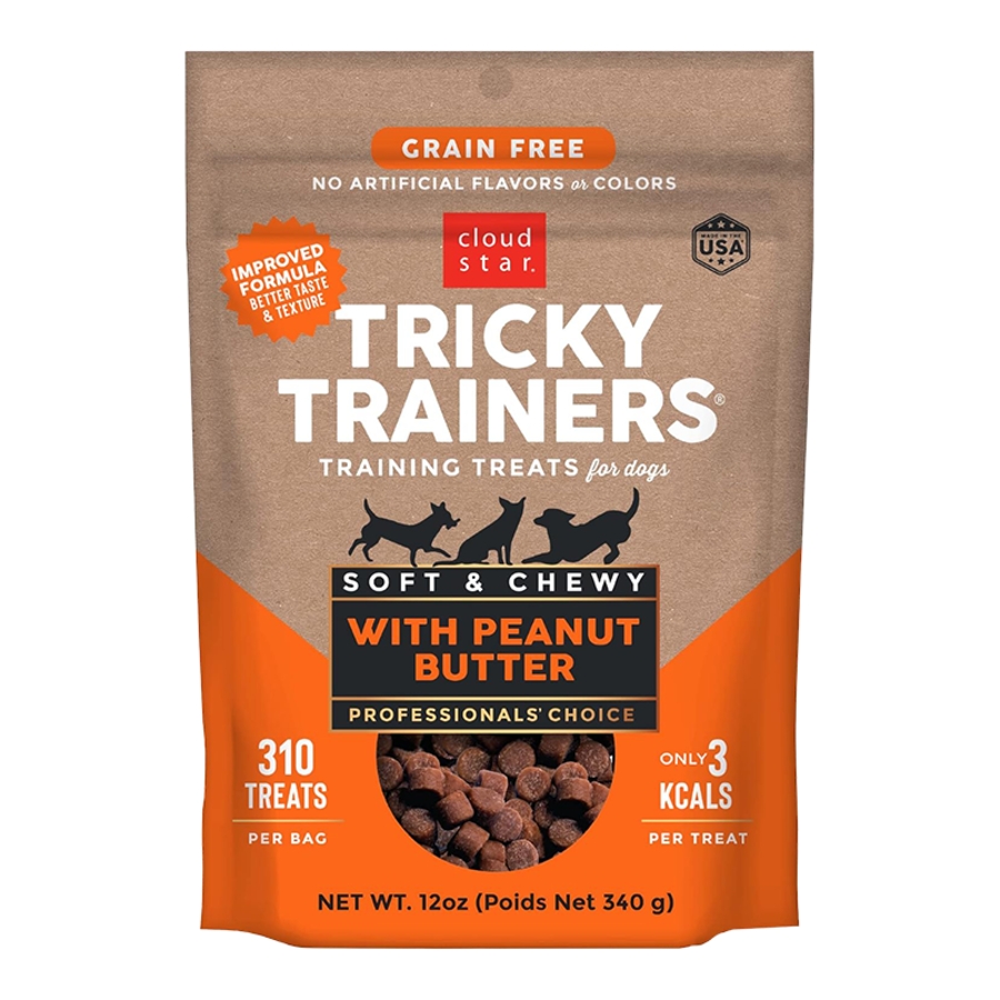 CLOUDSTAR DOG TRICKY TRAINER GRAIN FREE SOFT & CHEWY PEANUT BUTTER 12OZ