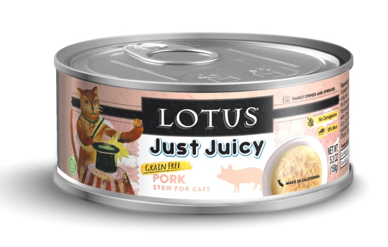 LOTUS CAT JUST JUICY PORK STEW 5.3OZ CASE OF 24 CANS