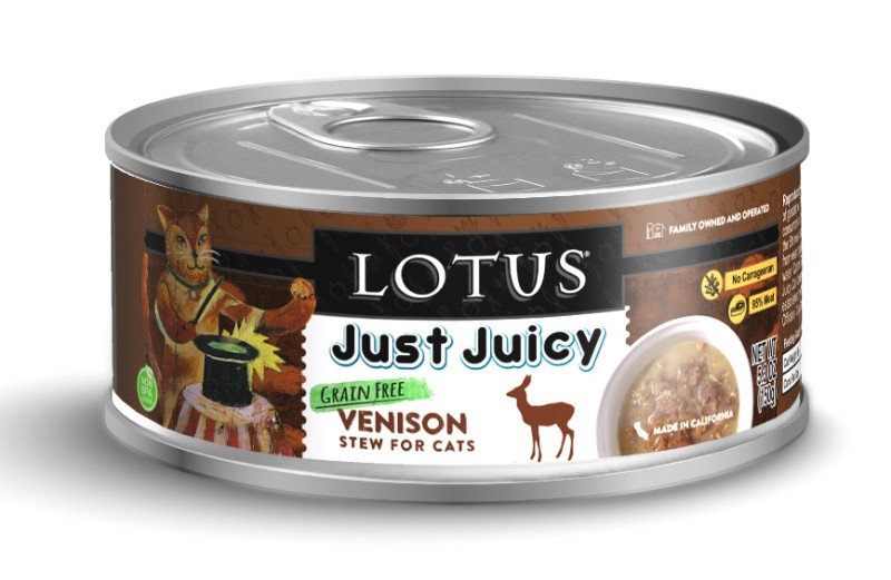 LOTUS CAT GRAIN FREE JUST JUICY STEW VENISON 5.3OZ CASE OF 24 CANS