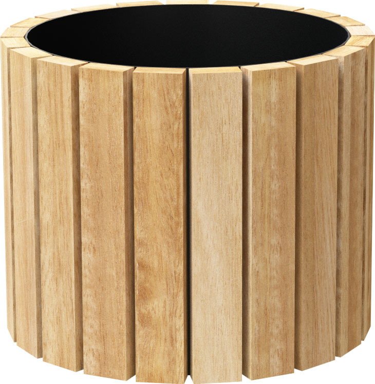 CEDAR SLAT WOOD PLANTER W/PLASTIC FABRIC LINER