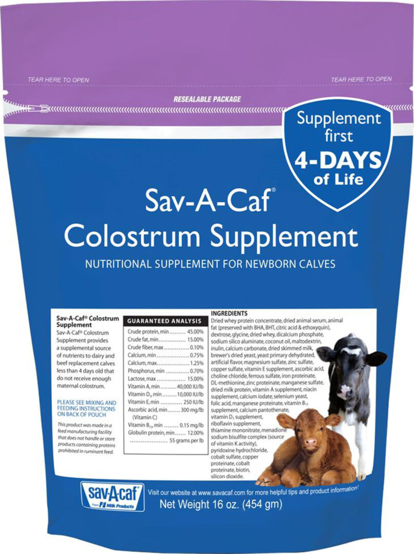 SAV-A-CAF COLOSTRUM SUPPLEMENT FOR NEWBORN CALVES