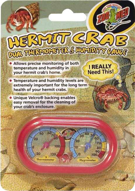 HERMIT CRAB DUAL THERMOMETER AND HUMIDITY GAUGE