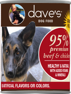DAVE'S PET FOOD DOG 95% PREMIUM BEEF & CHICKEN 13OZ CASE OF 12 CANS