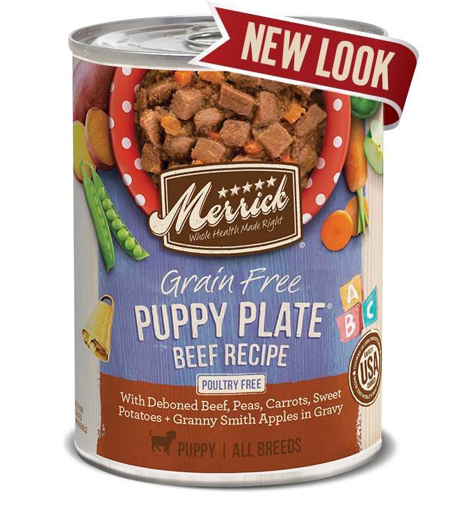 MERRICK CLASSIC DOG PUPPY PLATE BEEF 12.7OZ CASE OF 12 CANS