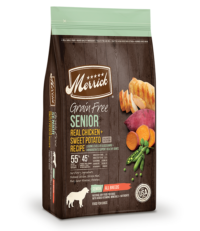 MERRICK DOG GRAIN FREE SENIOR CHICKEN & SWEET POTATO 22LB