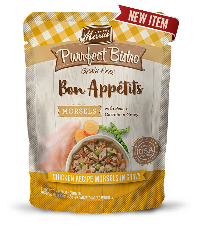 PURRFECT BISTRO BON APPETITS CHICKEN MORSELS IN GRAVY POUCH 3OZ CASE OF 24 POUCHES