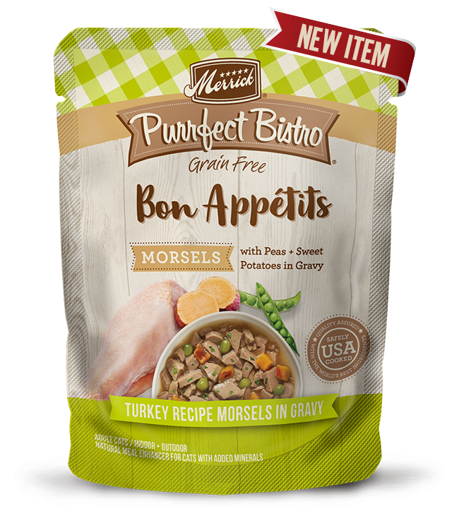 PURRFECT BISTRO BON APPETITS TURKEY MORSELS IN GRAVY POUCH 3OZ CASE OF 24 POUCHES