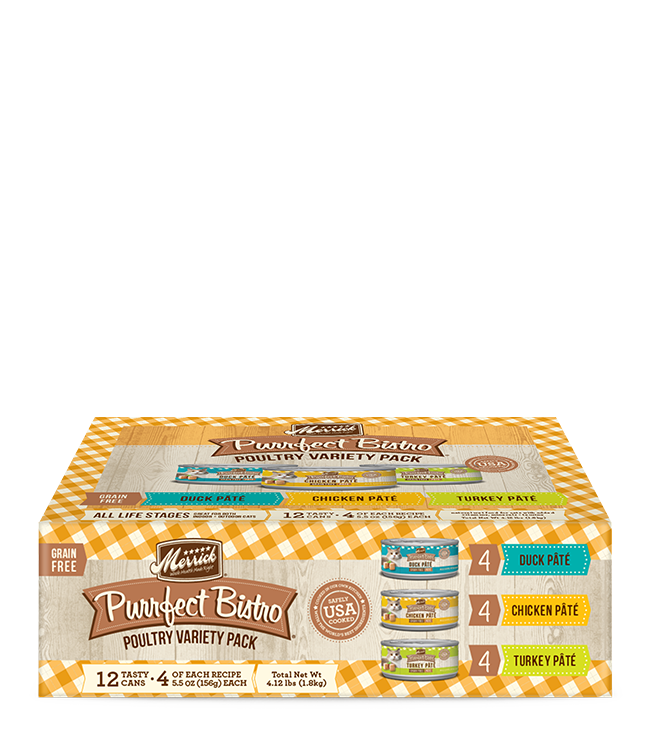 MERRICK PURRFECT BISTRO POULTRY VARIETY PACK 5.5OZ CASE OF 12 CANS