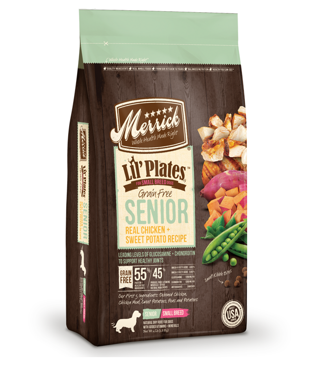 MERRICK DOG LIL PLATES GRAIN FREE SENIOR CHICKEN & SWEET POTATO 4LB