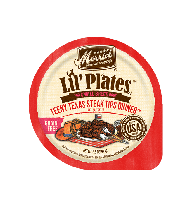 MERRICK DOG LIL PLATES GRAIN FREE TEENY TEXAS STEAK TIPS 3.5OZ CASE OF 12