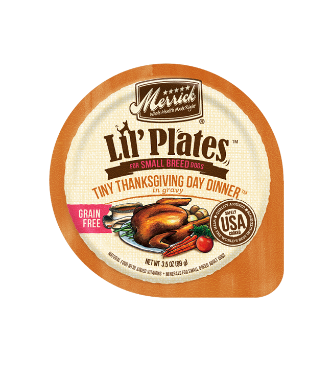 MERRICK DOG LIL PLATES SMALL BREED TINY THANKSGIVING DAY DINNER 3.5OZ CASE OF 12