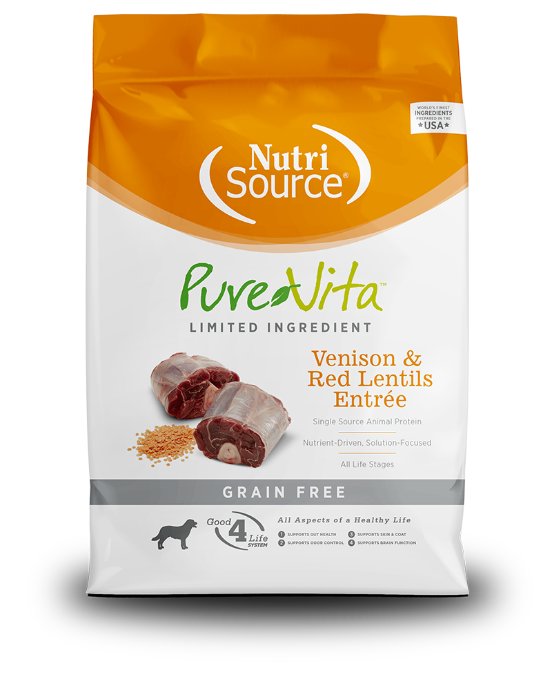 PURE VITA DOG GRAIN FREE VENISON & RED LENTILS 25LBS