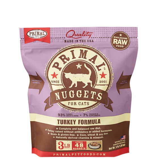PRIMAL CAT FROZEN NUGGET TURKEY 3LB