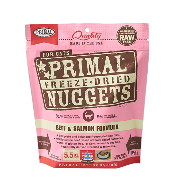 PRIMAL CAT FREEZE-DRIED NUGGET BEEF & SALMON 14OZ