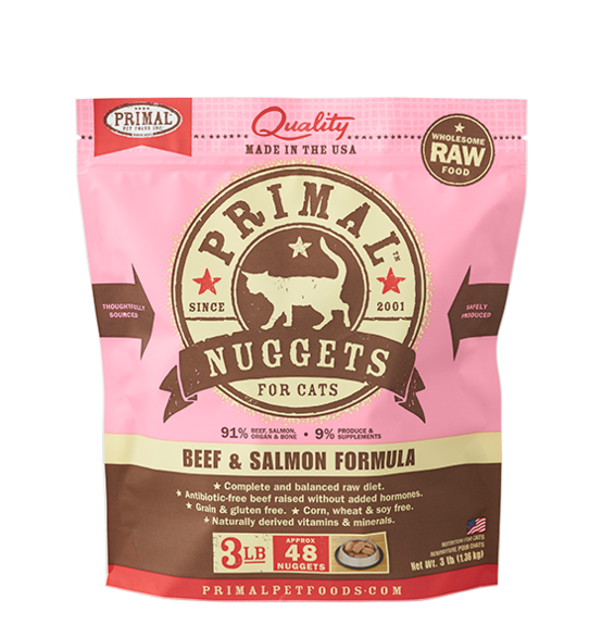 PRIMAL CAT FROZEN NUGGET BEEF & SALMON 3LB