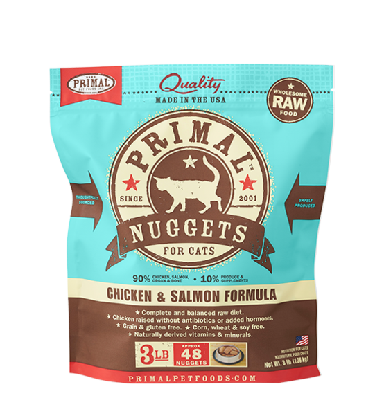 PRIMAL CAT FROZEN NUGGET CHICKEN & SALMON 3LB