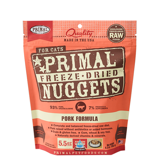 PRIMAL CAT FREEZE-DRIED NUGGET PORK 5.5OZ