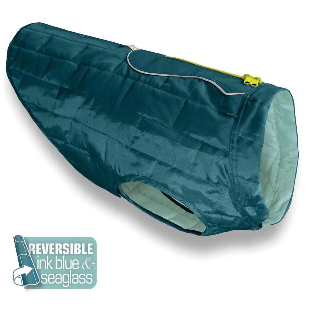 KURGO DOG REVERSIBLE COAT LOFT INK BLUE & SEA GLASS LARGE