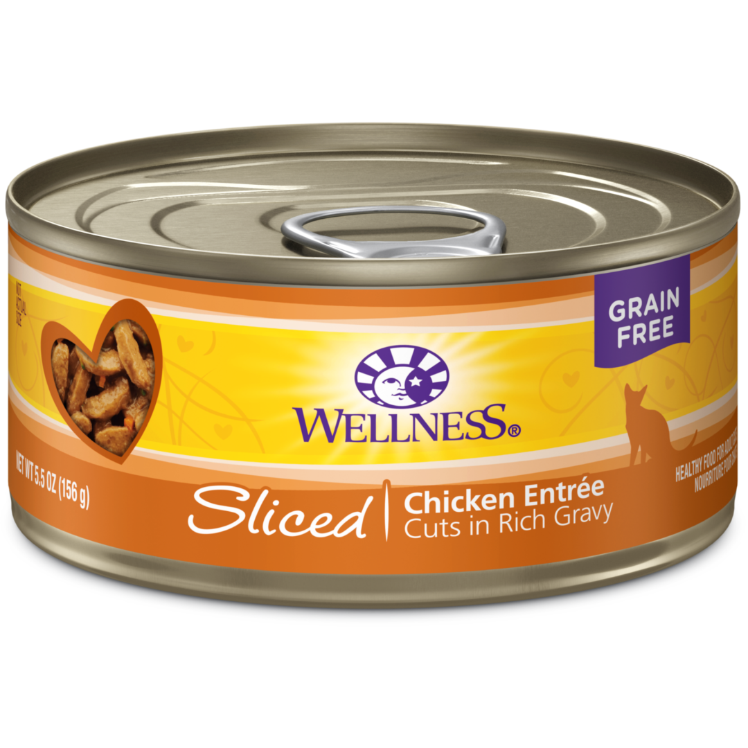 WELLNESS CAT SLICED CHICKEN 3OZ CASE OF 24 CANS
