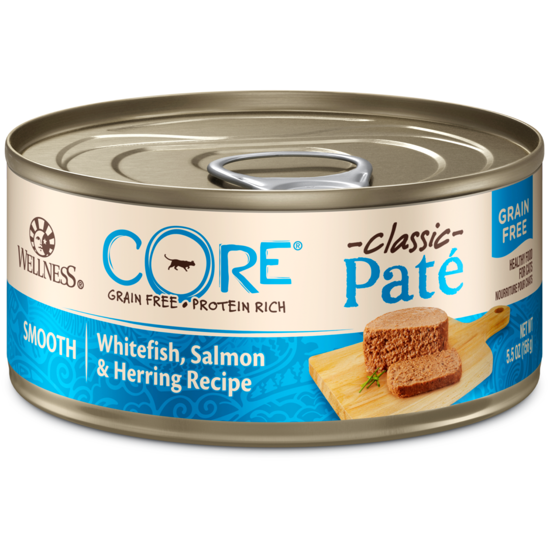 WELLNESS CAT CORE PATE SALMON WHITE FISH & HERRING 5.5OZ CASE OF 24 CANS