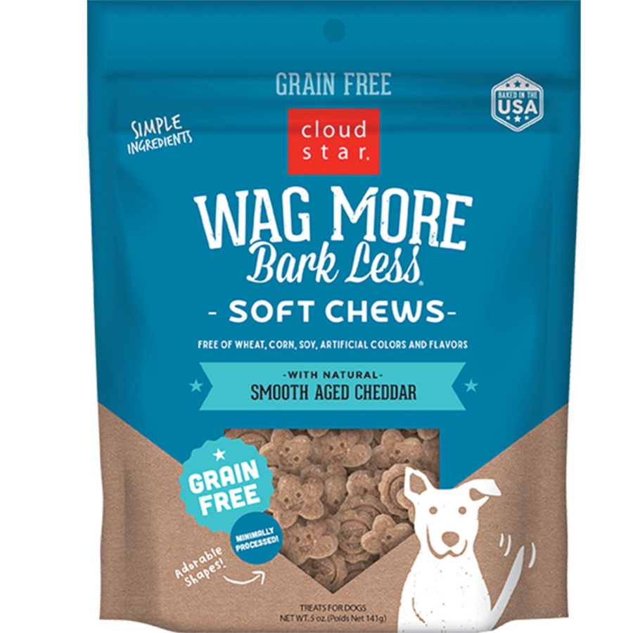 CLOUD STAR DOG WAG MORE BARK LESS GRAIN FREE CHEWY TREATS SMOOTH AGED CHEDDAR 5OZ