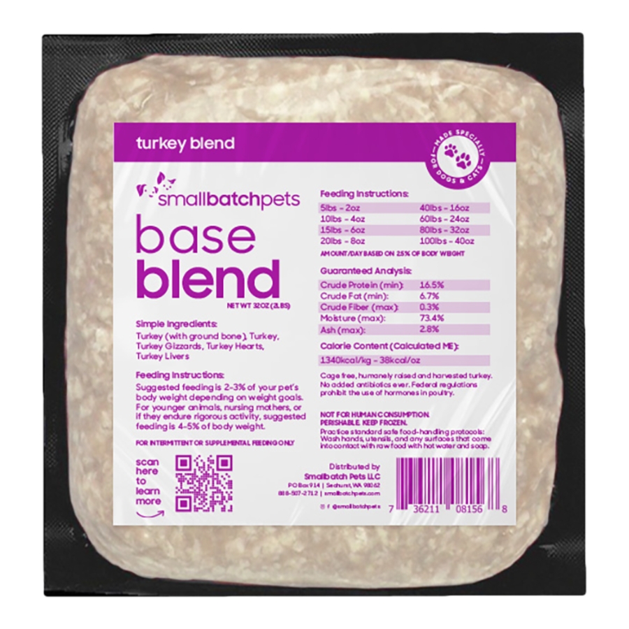 SMALL BATCH DOG CAT FROZEN TURKEY BASE BLEND 2LBS