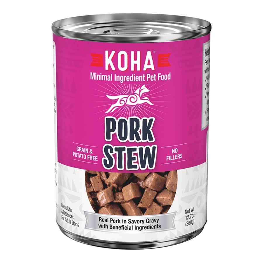 KOHA DOG GRAIN FREE STEW PORK 12.7OZ CAN CASE OF 12