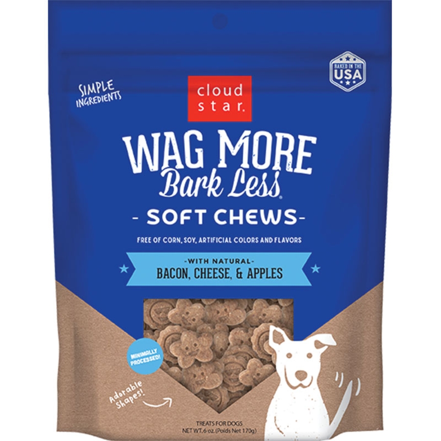 CLOUD STAR GOD WAG MORE BARK LESS CHEWY BACON CHEESE & APPLE 6OZ