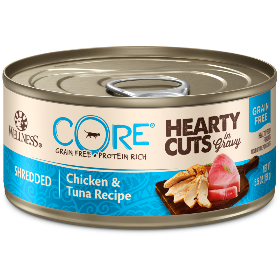 WELLNESS CAT CORE HEARTY CHICKEN & TUNA 5.5OZ CASE OF 24 CANS