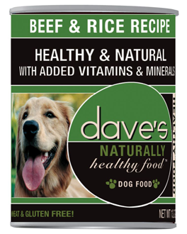 DAVE'S PET FOOD DOG NATURALLY HEALTHY BEEF RICE 13OZ CASE OF 12 CANS
