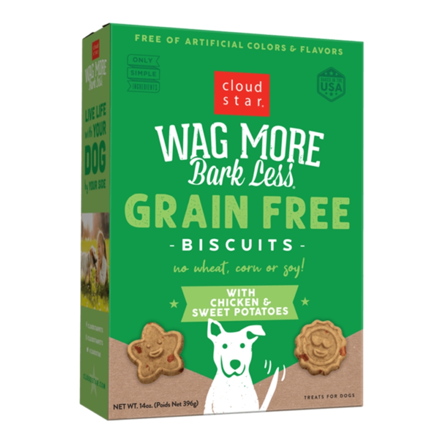 CLOUD STAR DOG WAG MORE BARK LESS GRAIN FREE CRUNCHY TREATS CHICKEN & SWEET POTATO 14OZ