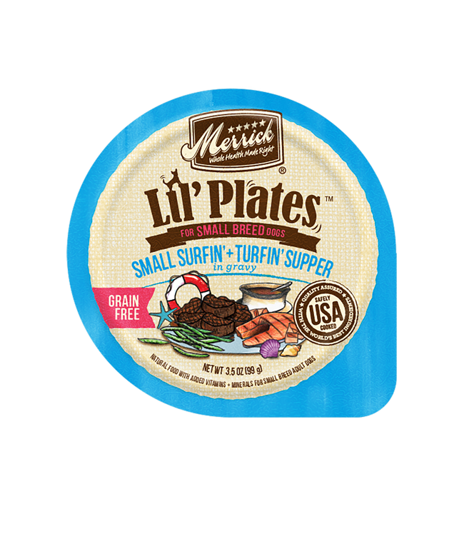 MERRICK DOG LIL PLATES GRAIN FREE SURF & TURF 3.5OZ CASE OF 12