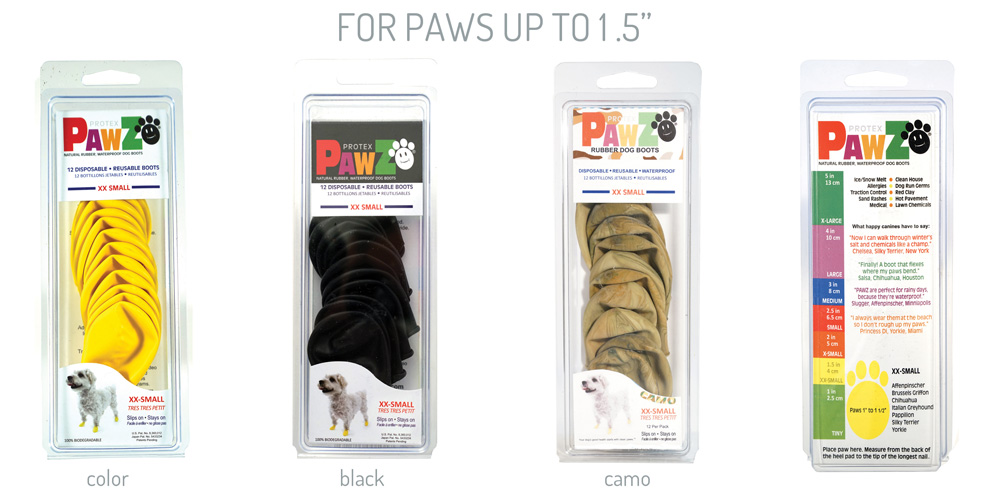 PAWZ DOG BOOTS BLACK XXSMALL 12 COUNT