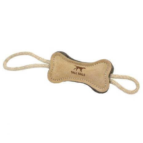 TALL TAILS DOG BONE TUG NATURAL LEATHER 12 INCHES