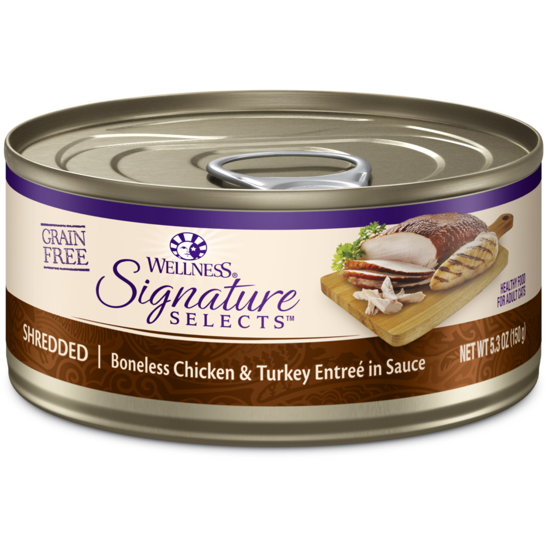 WELLNESS CAT CORE SIGNATURE SELECTS SHREDDED CHICKEN & TURKEY 5.3OZ CASE OF 12 CANS