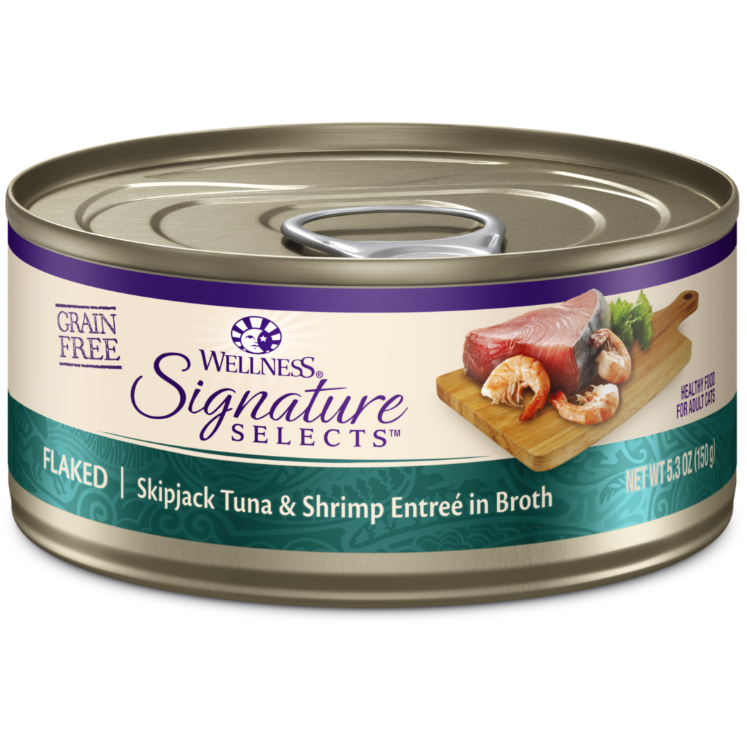 WELLNESS CAT CORE SIGNATURE SELECTS FLAKED TUNA & SHRIMP 5.3OZ CASE OF 12 CANS