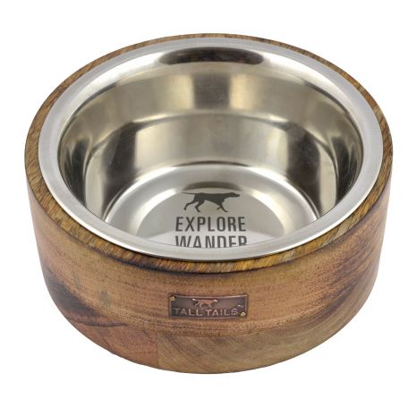 TALL TAILS DOG STAINLESS STEEL BOWL WOOD 1.5 CUP