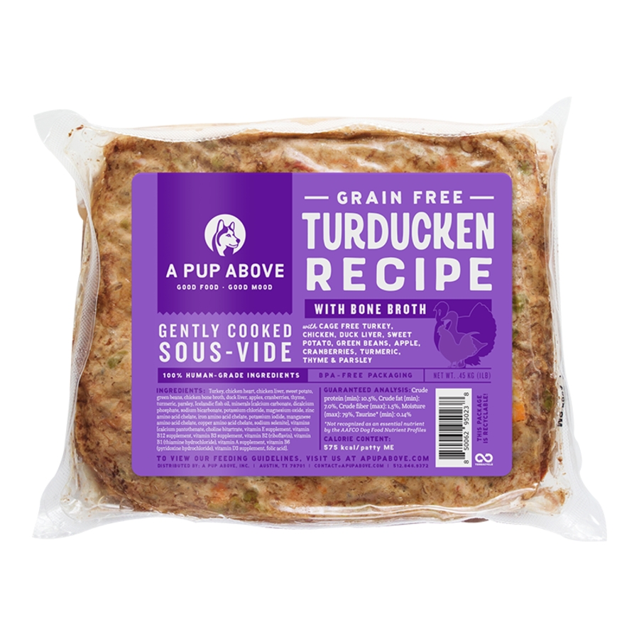 A PUP ABOVE DOG FROZEN GRAIN FREE TURDUCKEN 10 INDIVIDUALLY WRAPPED 1LB PATTIES