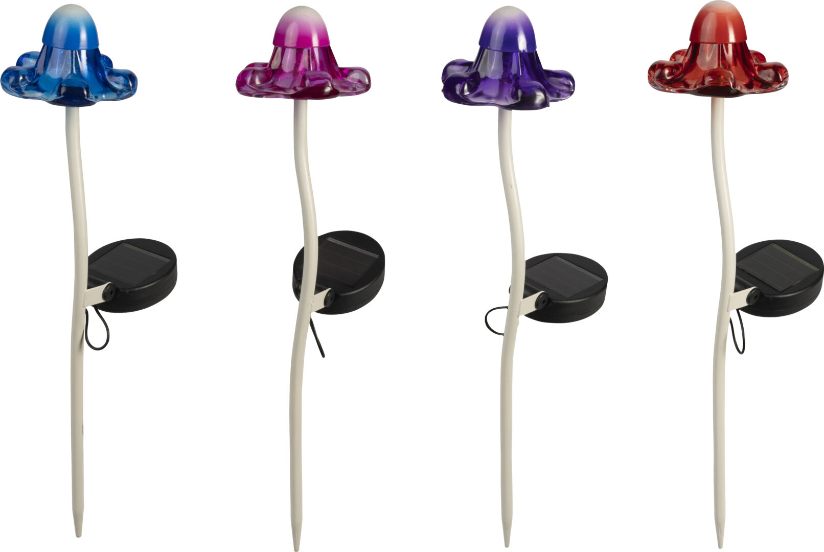 MOONRAYS SOLAR METAL & GLASS MUSHROOM STICK LIGHTS